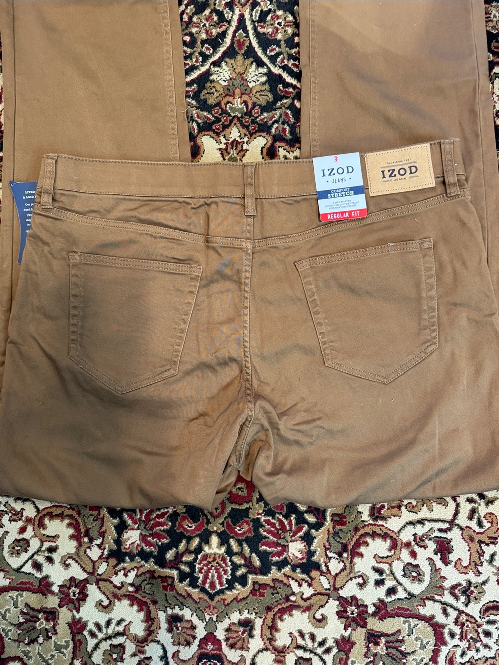 Izod Men’s dark mustard Khaki/Tan Straight-Leg Chinos 40/32 NWT - Picture 9 of 10